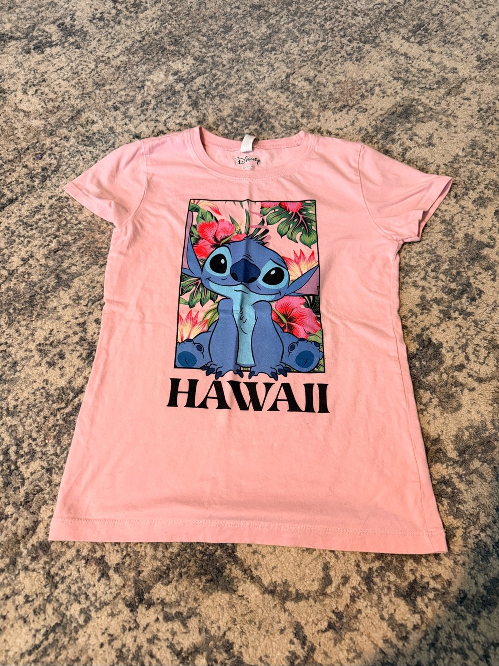 Disney Stitch Hawaii Pink Graphic Cotton Jersey Crew Neck T-Shirt L 10/12
